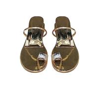 Chaussures Femme Ete Confortable Mules Été 2023 été nouveau modèle d'un strass hauteur intérieure talon pantoufles femmes portant des sandales de Sandales et Mules Pour Femmes Pieds (Gold 37)