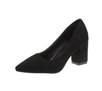 Chaussures Femme Mode Talon Carre Bout Pointu Pompes sans Lacets Nubuck Cuir Bout Fermé Chic et Elegant Chaussures pour Soirée Mariage Confortable 39 Noir