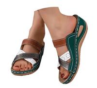 Chaussures Femme Motif Léopard Sandales Femmes Europe Et Les États Avec La Couleur D'orthographe Un Mot Femmes Sandales Femmes Noir Chaussures, vert, 37 EU