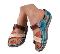 Chaussures Femme Motif Léopard Sandales Femmes Europe Et Les États Avec La Couleur D'orthographe Un Mot Femmes Sandales Femmes Noir Chaussures, bleu, 40 EU