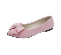 Chaussures Femme Noir 37, Bouche Femme Chaussures Plates Souple Style Printemps et Automne Légères Dentelle Fond Plat Arc Chaussures Simples, Chaussures Bateau Pendulaire Grande Taille, Rose, 43 EU