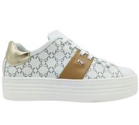 Chaussures femme Noir Giardini E409954D baskets platform casual basse cuir blanc