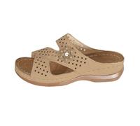 Chaussures Femme Orthopédique Chaussure Ete Chaussons d'été pour Femmes Nouvelles Fleurs Cousues Couleur Unie Bouche Peu Profonde Tête Ronde Sandals et Mules pour Femmes Chaussures (Khaki 43)