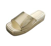 Chaussures Femme Orthopédique Claquettes Femmes Pantoufles Nouveau Modèle Couleur Bonbon Été Fond Épais Plat Confortable Grandes Sandales Décontractées Sandals Reflexologie Chaussure (Gold 39)