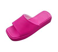 Chaussures Femme Orthopédique Claquettes Femmes Pantoufles Nouveau Modèle Couleur Bonbon Été Fond Épais Plat Confortable Grandes Sandales Décontractées Sandals Reflexologie Chaussure (Hot Pink 37)