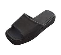 Chaussures Femme Orthopédique Claquettes Femmes Pantoufles Nouveau Modèle Couleur Bonbon Été Fond Épais Plat Confortable Grandes Sandales Décontractées Sandals Reflexologie Chaussure (Black 37)