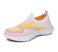Chaussures Femme Pieds Larges Basket Running Femme Women's Spring and Summer New Colorblocking Upper Metal Chain Casual Shoes Sneakers Fitness Baskets de Running (Yellow, 39)