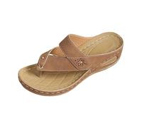 Chaussures Femme Pieds Larges Sandales compensées à semelle épaisse et confortable, ornées de motifs floraux, idéales pour la plage, l'été et les activités décontractées en extérieur ( Brown, 37)