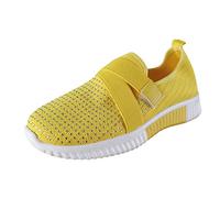 Chaussures Femme Sneakers Offre Antidérapant Léger Chaussures de Sport Mode Chaussures de Randonnée Tennis Trail Jogging Confortable Chaussures de Course Baskets Femme Élégant Signées, jaune, 39 EU