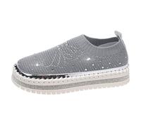 Chaussures Femmes Chaussures décontractées pour Femmes, Mocassins élégants à Plateforme, Nouvelles Baskets décontractées à Enfiler en aérée avec Strass pour Un Usage Quotidien