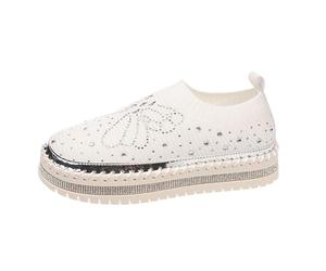 Chaussures Femmes Chaussures décontractées pour Femmes, Mocassins élégants à Plateforme, Nouvelles Baskets décontractées à Enfiler en aérée avec Strass pour Un Usage Quotidien