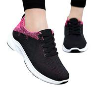 Chaussures Femmes, Chaussures Élégantes Femmes Chaussures de Randonnée Sneakers Lacets En Plein Air Doux en Maille Baskets Femmes Course Tennis Running Memory Foam Orthopédique Marcher, rouge, 39 EU