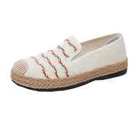 Chaussures Femmes Mocassins Vintage Loafers Chaussures Slip on Femme Élégant Casual Simple Chaussures Basse Mode Antidérapant Sandales Fermées Devant Chaussures Minimalistes Respirant, Blanc, 41 EU