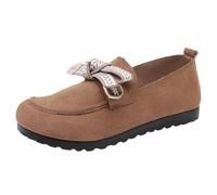 Chaussures Femmes Mocassins Vintage Loafers Sandales Fermées Devant Femme Élégant Léger Simple Chaussures Basse Mode Casual Chaussures de Marche Chaussures Minimalistes Respirant, Café, 39 EU