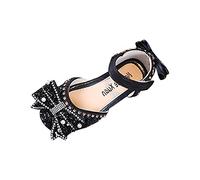 Chaussures Fille-Printemps Automne Nouveaux Enfants Filles Plat Perle Cristal Chaussures Arc Princesse Chaussures en Cuir Couleur Unie Filles Chaussures DéContractéEs