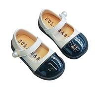 Chaussures Fille Taille 32 Doux Rond Bicolore Orteil Princesse Robe Chaussures Plates (Tout-petit/Petit Enfant/Grands Enfants) Bébé Tricot Chaussures, Noir , 24 EU