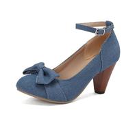 Chaussures folkloriques pour femme - Élégantes et confortables - Chaussures à talons hauts - Chaussures de danse avec talon - Chaussures festives pour la fête de la bière, 01 bleu., 43 EU