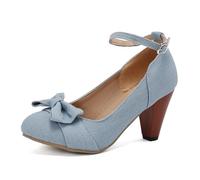 Chaussures folkloriques pour femme - Élégantes et confortables - Chaussures à talons hauts - Chaussures de danse avec talon - Chaussures festives pour la fête de la bière, Bleu (02), 35 EU