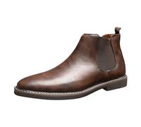 Chaussures formelles classiques sans lacets pour homme - Bout pointu - En cuir - Talon bloc - Antidérapantes - Tendance - Pour mariage et bal de fin d'année, marron, 42 2/3 EU