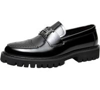 Chaussures Formelles pour Hommes, Chaussures Oxford Hommes, Classique Sculpté Affaires Formelle à Bout Pointu Décontracté Mocassins à Enfiler, Black, 9 UK