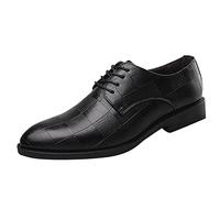 Chaussures habillées à lacets pour homme en similicuir gaufré style Oxford classique formel pour affaires et bureau, Noir , 43.5 EU