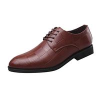 Chaussures habillées à lacets pour homme en similicuir gaufré style Oxford classique formel pour affaires et bureau, marron, 39 1/3 EU