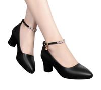 Chaussures habillées à talon épais avec sangle de cheville et talon bas pour rendez-vous