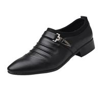 Chaussures habillées classiques pour homme avec sangle moine sans lacets - Bout pointu - En cuir - Talon bloc - Antidérapantes - Tendance - Large - Pour le bureau et les loisirs, Noir , 44 EU