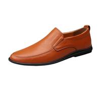 Chaussures habillées classiques sans lacets pour homme - Mocassins en cuir à bout pointu - Mocassins plats et antidérapants - Pour le bureau et les loisirs, marron, 41 1/3 EU