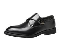 Chaussures Habillées en Cuir À Talons Bas Confortables À Enfiler avec Sangle À Boucle for Hommes ， Mode De Mariage d'affaires Décontractée Nouvelles Chaussures en Cuir De Vache De Couleur Unie(42 EU)