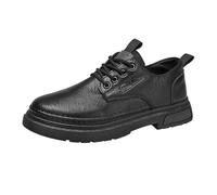 Chaussures habillées en cuir Oxford noir pour homme - Respirantes et confortables - Chaussures orthopédiques à lacets - Bout rond - Semelle épaisse antidérapante, Noir , 41 1/3 EU