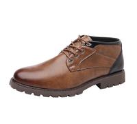Chaussures habillées en cuir pour homme - Chaussures classiques à lacets Oxford - Bout rond - Talon bloc - Antidérapantes - Pour l'intérieur et l'extérieur, marron, 39 1/3 EU