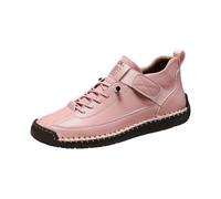 Chaussures Habillées en Cuir pour Unisexes - Orthopédiques - Coutures À La Main - Style Rétro - Chaussures Plates Et Confortables - Chaussure De Marche Faites À La Main - Soutien Rose 47