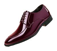 Chaussures habillées en cuir verni pour homme - Bout pointu - Chaussures Oxford Derby à lacets - Mode urbaine - Mocassins de bureau à talon bas confortables et décontractés
