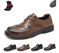 Chaussures habillées for Hommes, Chaussures Oxford for Hommes, Mocassins Confortables à Enfiler, Mocassins orthopédiques antidérapants Mains Libres(Brown A,41 EU)