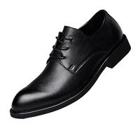 Chaussures habillées for hommes en cuir espagnol, chaussures d'extérieur antidérapantes à talon carré, antidérapantes, for affaires, bureau, fête, mariage, tendance, à lacets, respirantes(Black,39 EU)