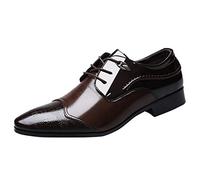 Chaussures habillées Oxford à lacets pour homme, confortables, légères, à bout pointu, semelle intérieure rembourrée, antidérapante, chaussures décontractées en cuir pour affaires, fête et mariage