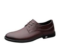 Chaussures habillées Oxford for Hommes, en Cuir Espagnol, Bout Rond, soirée, Lacets, décontractées, Affaires, antidérapantes, Semelles Basses en Caoutchouc, Robe antidérapante(Brown,42 EU)