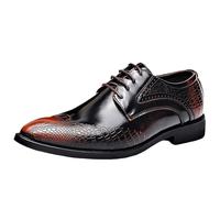 Chaussures habillées Oxford pour homme avec texture crocodile, simili cuir, chaussures formelles à lacets pour réunions d'affaires et mariages, marron, 39 2/3 EU