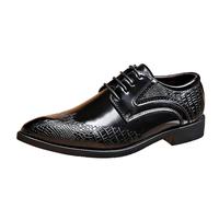 Chaussures habillées Oxford pour homme avec texture crocodile, simili cuir, chaussures formelles à lacets pour réunions d'affaires et mariages, Noir , 42 1/3 EU