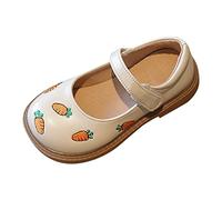 Chaussures habillées pour enfants filles - Motif carotte - Chaussures d'été en cuir - Semelle en caoutchouc souple - Chaussures plates de princesse - Imperméables, beige, 24 EU