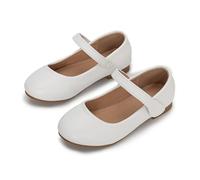 Chaussures habillées pour filles, chaussures basses Mary Jane, ballerines, chaussures de princesse pour enfants, chaussures de mariage plates, chaussures de soirée pour bébé, (White, 35 Big Kids)