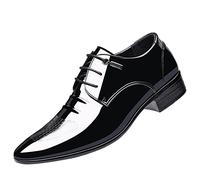 Chaussures habillées pour homme - Chaussures de mariage en cuir Oxford - Chaussures d'affaires classiques respirantes - Chaussures à lacets - Chaussures Oxford à bout aile - En cuir verni noir