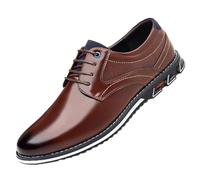 Chaussures habillées pour homme - Chaussures richelieu classiques à lacets - Bout pointu - En cuir - Talon bloc - Antidérapantes - Confortables - Pour mariages et bals de fin d'année, marron, 44 EU