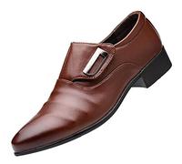 Chaussures habillées pour homme vintage avec sangle moine sans lacets, mocassins à enfiler à bout pointu en cuir, talon bloc, chaussures larges antidérapantes pour le bureau et les loisirs, marron, 39