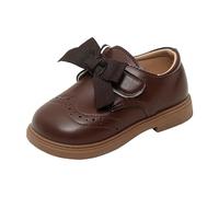 Chaussures habillées pour l'école pour petites filles - Chaussures plates à bout fermé - Respirantes - Pour la danse et les fêtes - Sandales d'été douces et mignonnes, marron, 9 UK 3X-Narrow