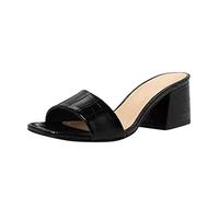Chaussures Hausschuh tendance pour femme - Couleur unie - Talon haut épais - Fond souple - Pour l'extérieur - Sandales de grande taille - Sandales sportives pour femme - Urlaubspan Mit FußBett, noir
