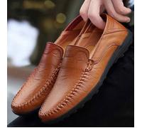 Chaussures homme en cuir - FUNMOON - Moccasin Grande Taille Confortable Classique - Marron 46