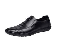 Chaussures Homme Ville Cuir, Oxford Été Mocassin Chaussure Pointu au Loisir sans Lacet Résistant à l'usure Oxfords Vintage Britanique Confortable pour Marche Bureau Extérieur (Black, 42)