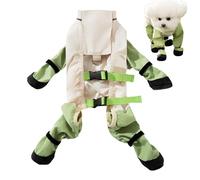 Chaussures imperméables pour chien - Bretelles de bottes en polyester PU vert 250 g, bandes montantes antidérapantes réglables qui brillent dans l'obscurité, conception monobloc durable | Ensemble de